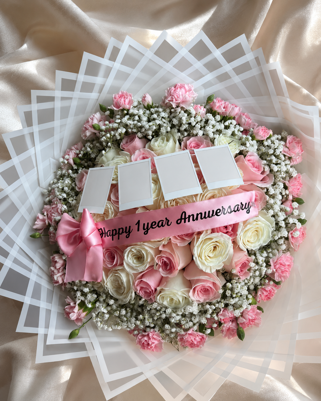 25 roses pink, with baby breath + carnation rim+ pictures!!!